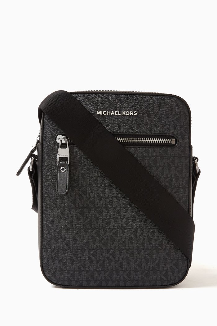 

Varick Flight Bag in Logo Canvas & Leather, Black
