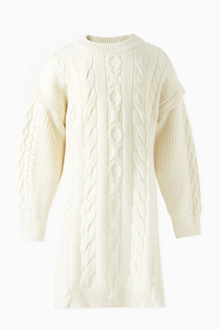 

Chain-detail Casual Dress in Wool, White