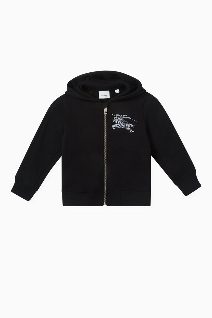 Logo-embroidered Hoodie in Cotton, Black