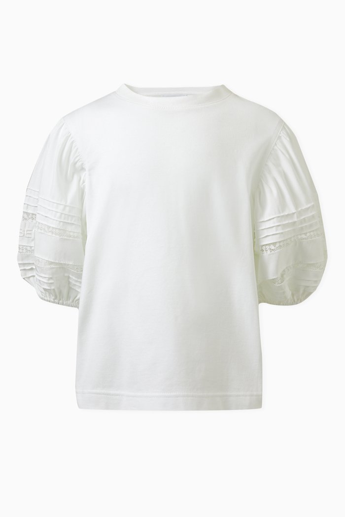 

Puffed Sleeves Top in Cotton, White