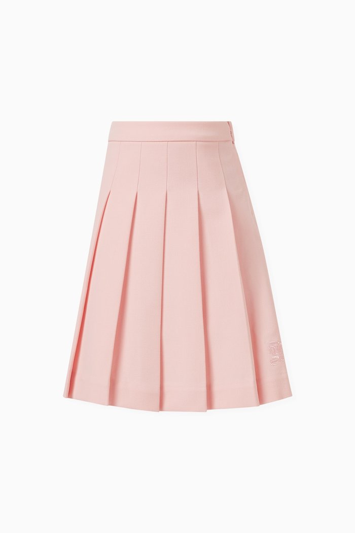 

Logo-embroidered Pleated Skirt in Polyester-blend, Pink