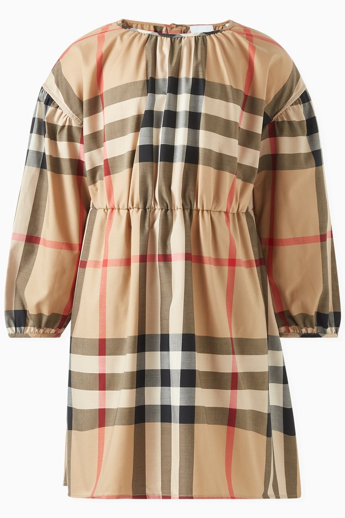 

Vintage Check-pattern Dress in Cotton, Neutral