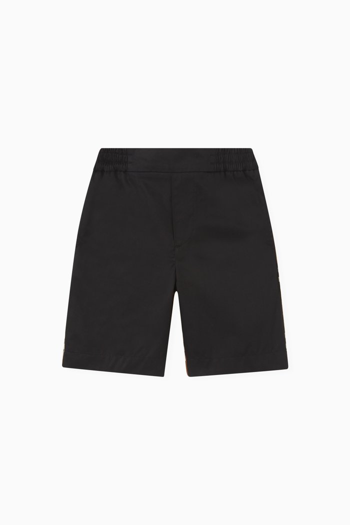 Check-pattern Bermuda Shorts in Cotton, Black