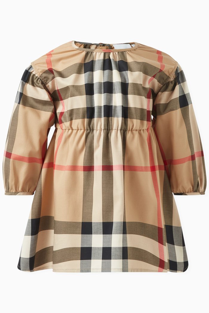 

Vintage Check-pattern Dress in Cotton, Neutral
