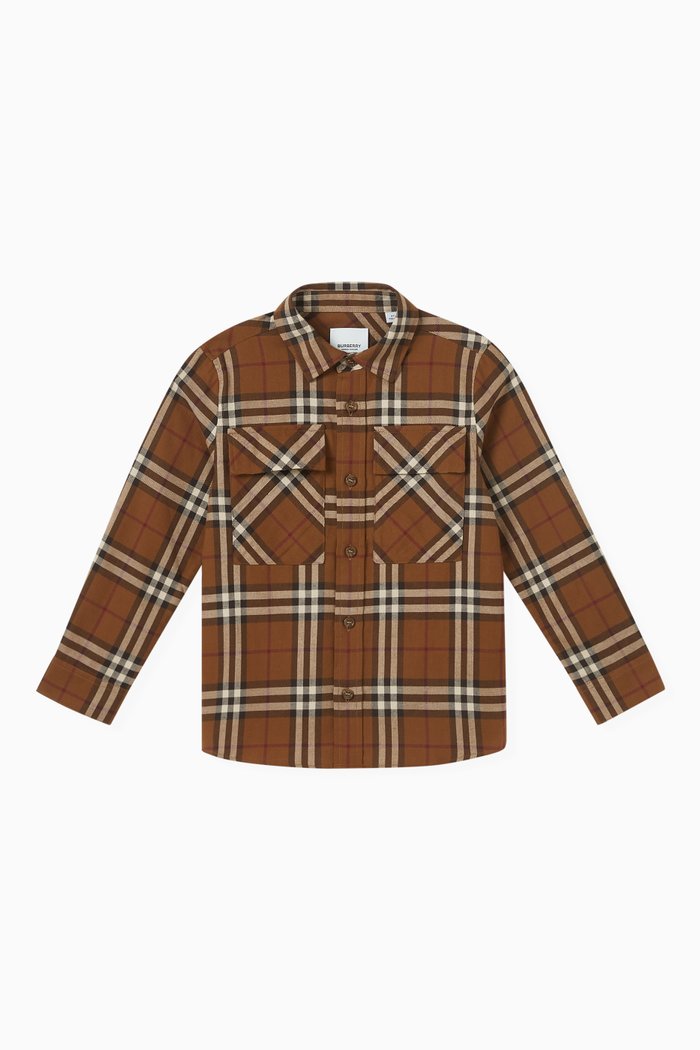 

Check-pattern Shirt in Cotton, Brown
