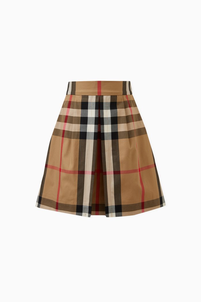 

Check Print Skirt in Cotton, Neutral
