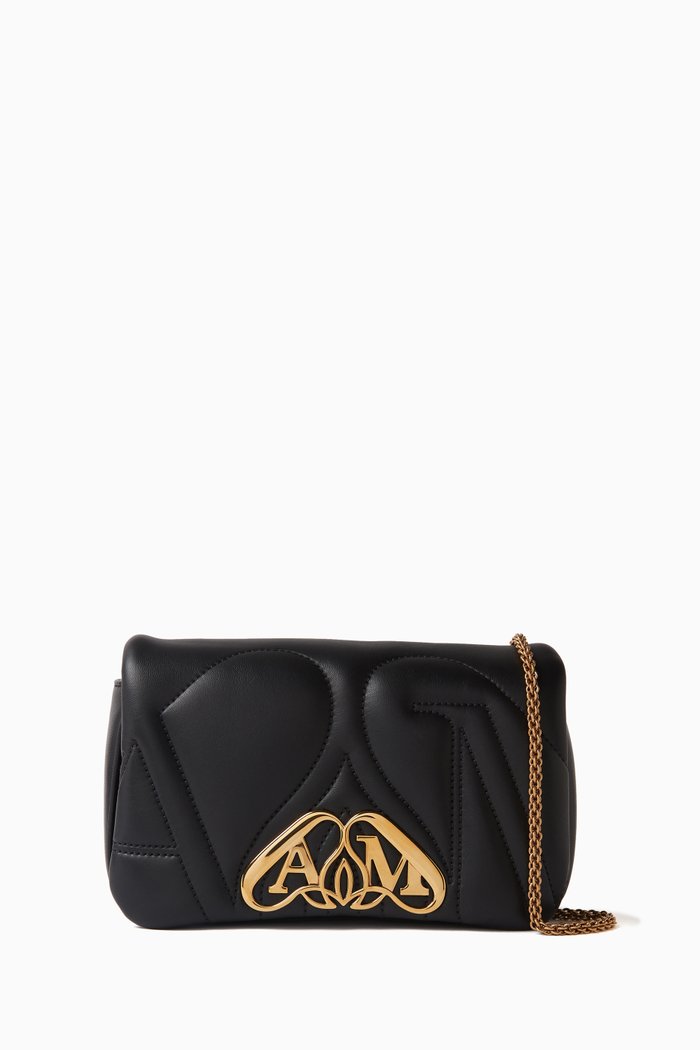 

Mini The Seal Shoulder Bag in Lambskin Leather, Black