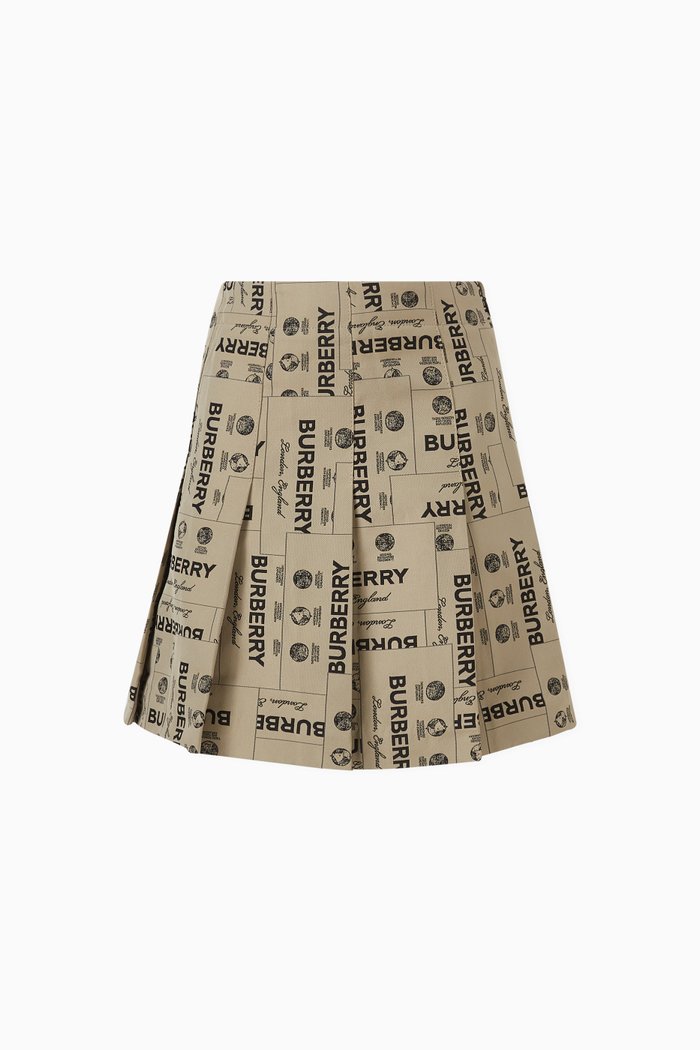 

Logo-print Pleated Skirt in Polyamide, Neutral