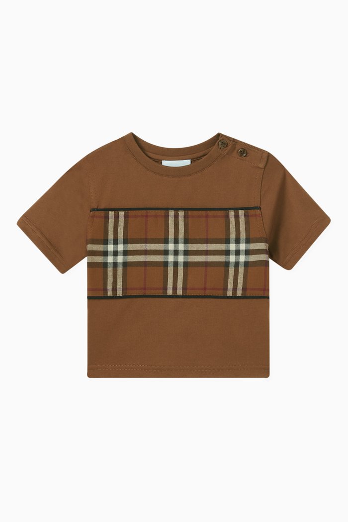 

Vintage Check-patch T-shirt in Cotton, Brown