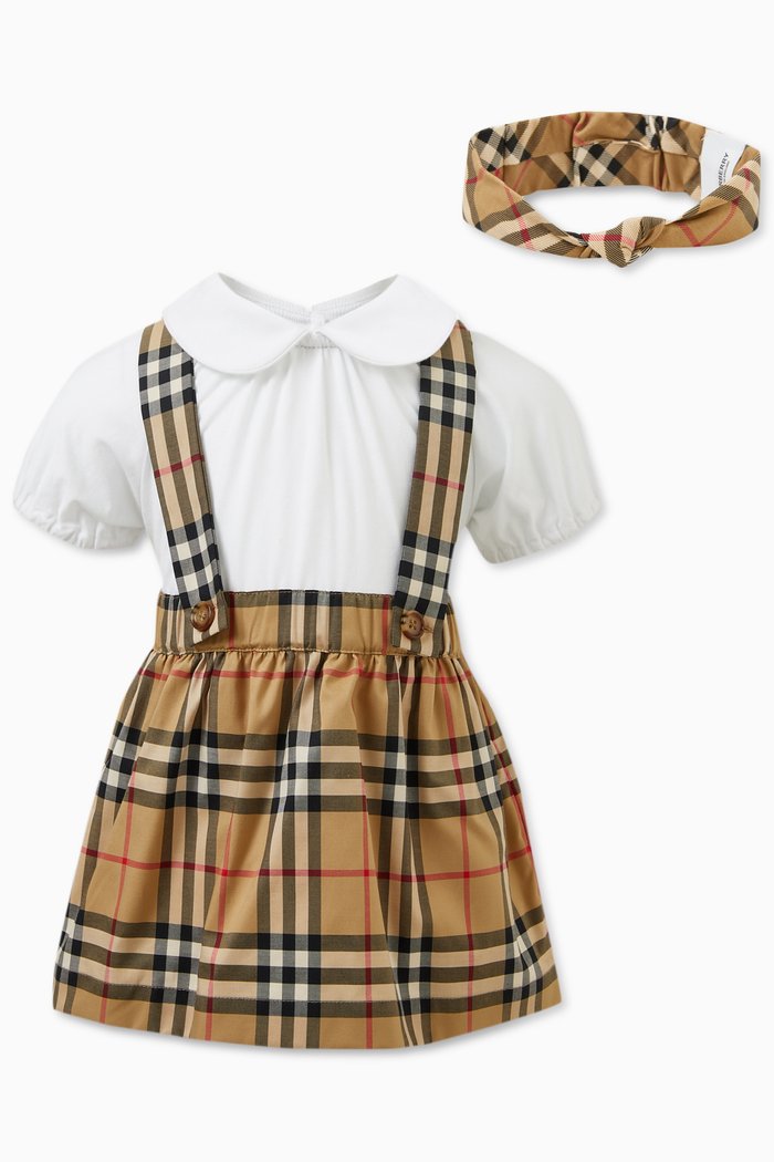 

Check Print Dress Set in Cotton, Neutral