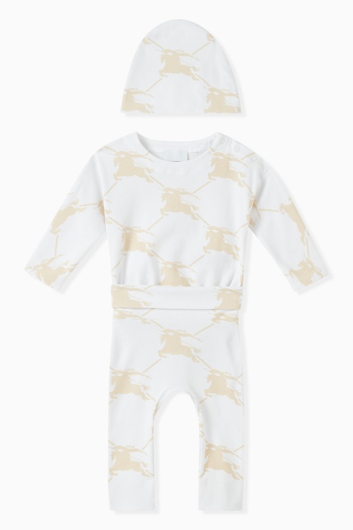 

Logo-print Bodysuit Set in Cotton, Neutral