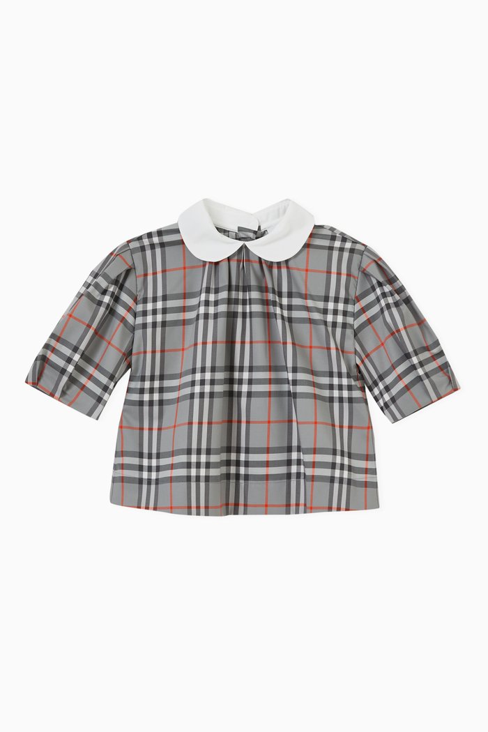 

Check Print Top in Cotton, Grey