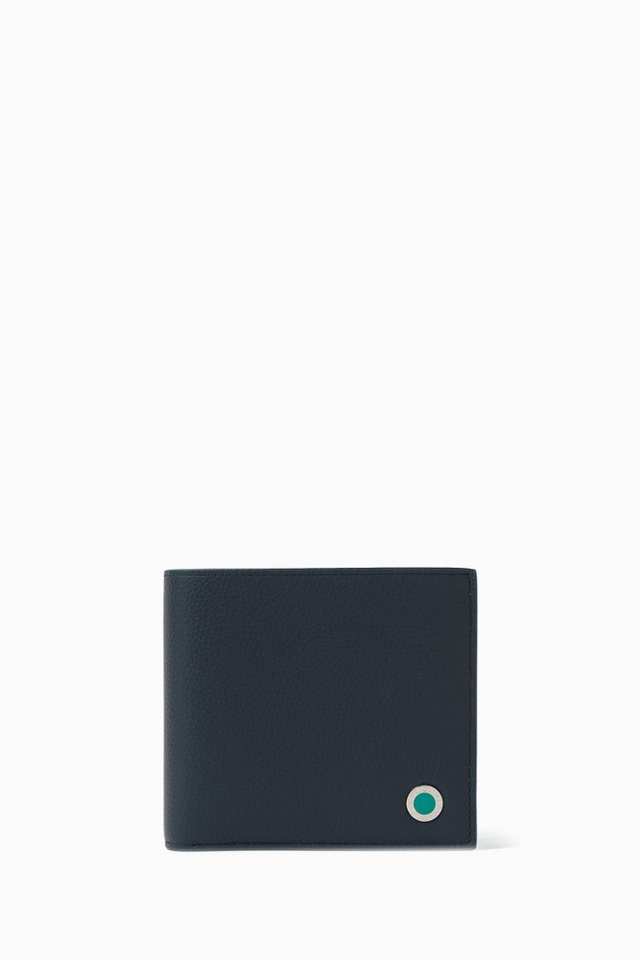 

Bvlgari Man Wallet in Grained Calfskin Leather, Blue