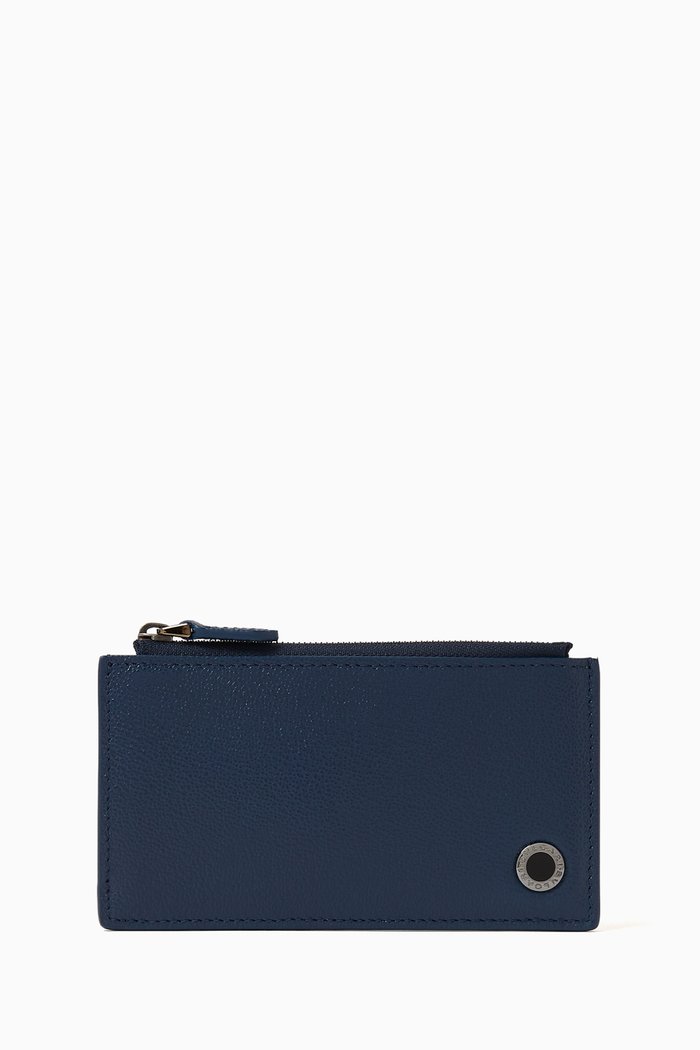 

Bvlgari Man Cardholder in Grained Calf Leather, Blue