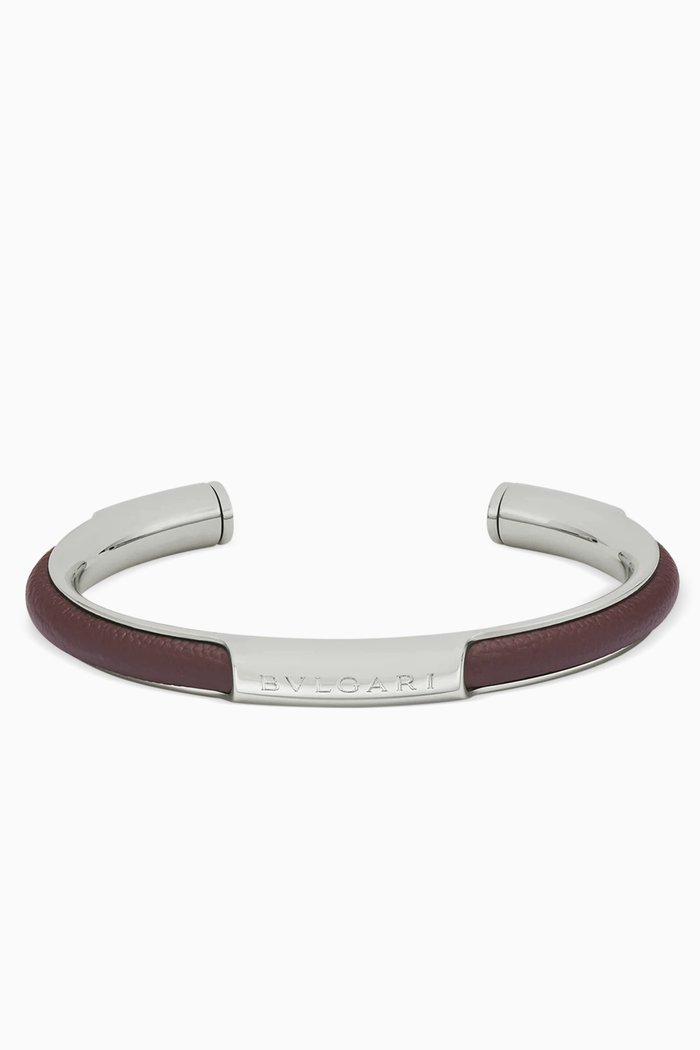Bvlgari Bvlgari Bangle Bracelet in Palladium-plated Brass, Brown