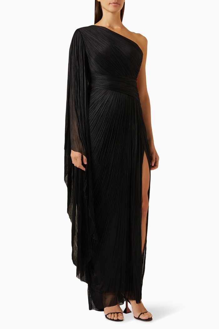 

Rebeca One-shoulder Maxi Dress in Silk, Black