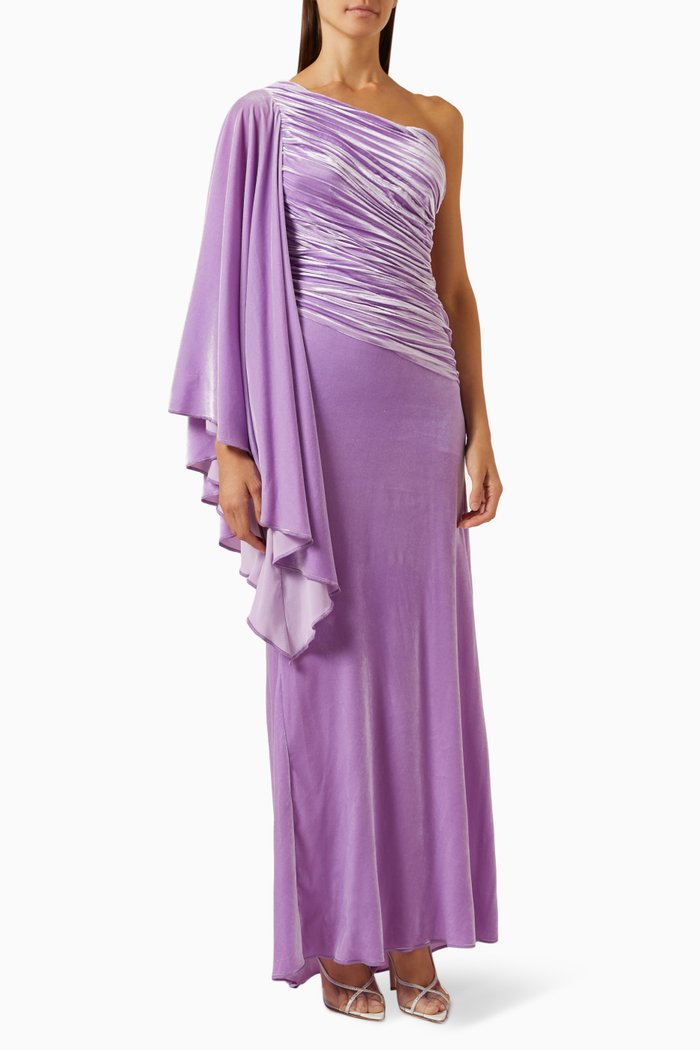 

Yolanda Lace-up Gown in Velvet, Purple