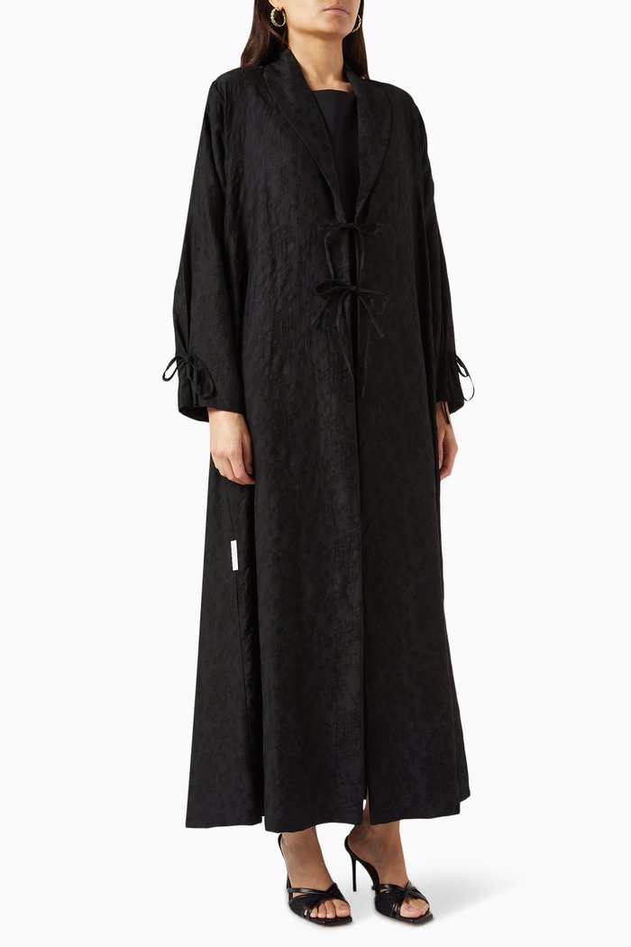 

Floral Abaya in Sustainable Cotton, Black