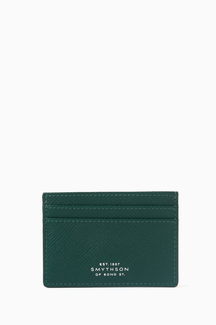 

Panama Flat Card Holder in Cross-grain Leather, Green