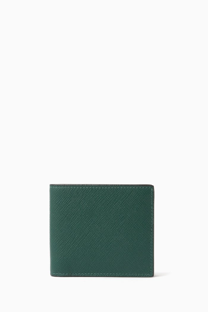

Panama Card Slot Wallet in Cross-grain Leather, Green