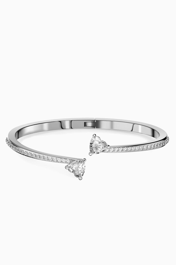 

Attract Soul Heart Bangle in Rhodium-plated Metal, Silver