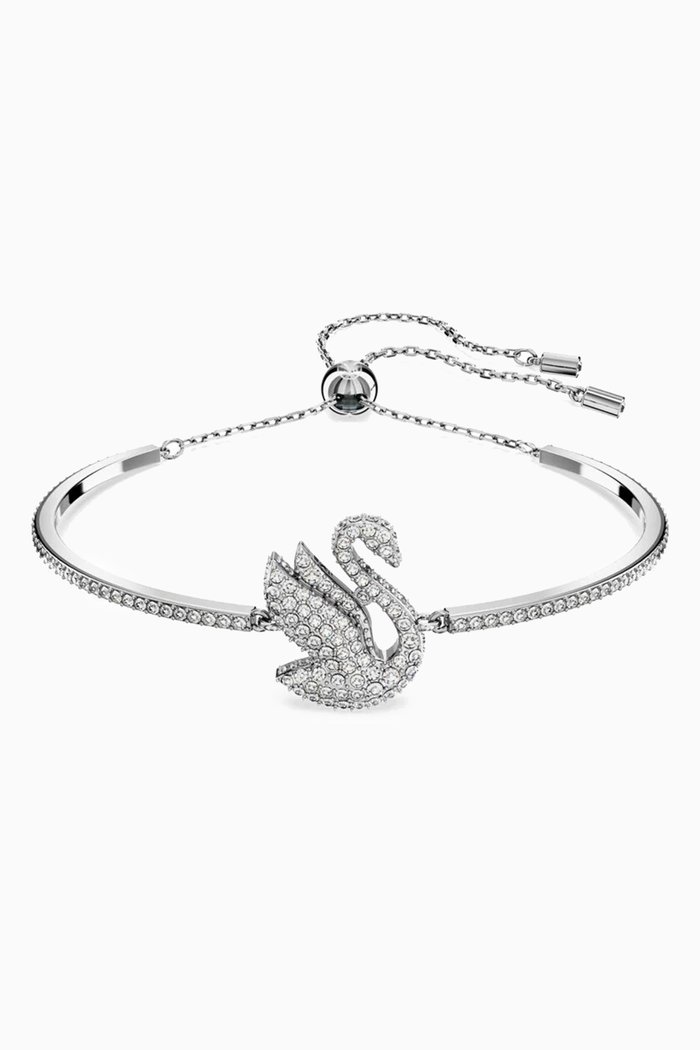 

Iconic Swan Bracelet in Rhodium-plated Metal, Silver
