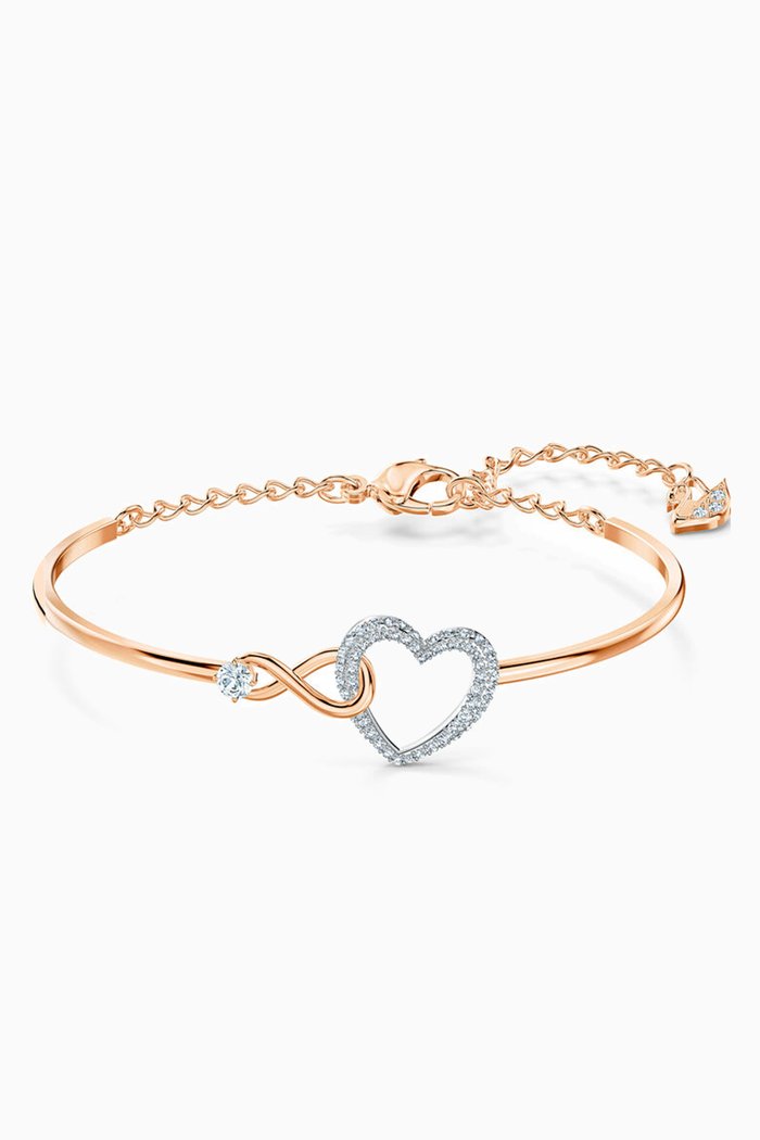 

Infinity Heart Bangle Bracelet in n Rose Gold-plated Metal