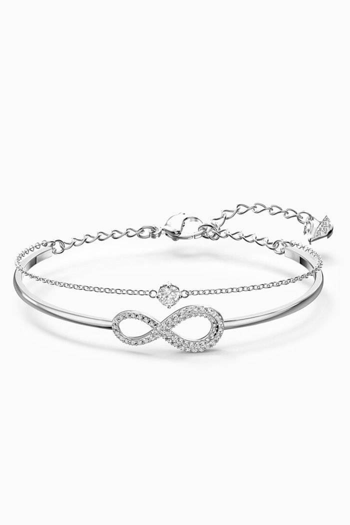 

Infinity Bangle Bracelet in Rhodium-plated Metal, Silver