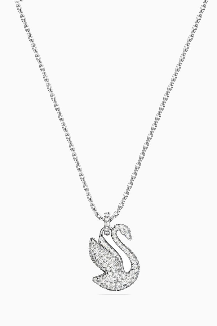 

Iconic Swan Pendant in Rhodium-plated Metal, Silver