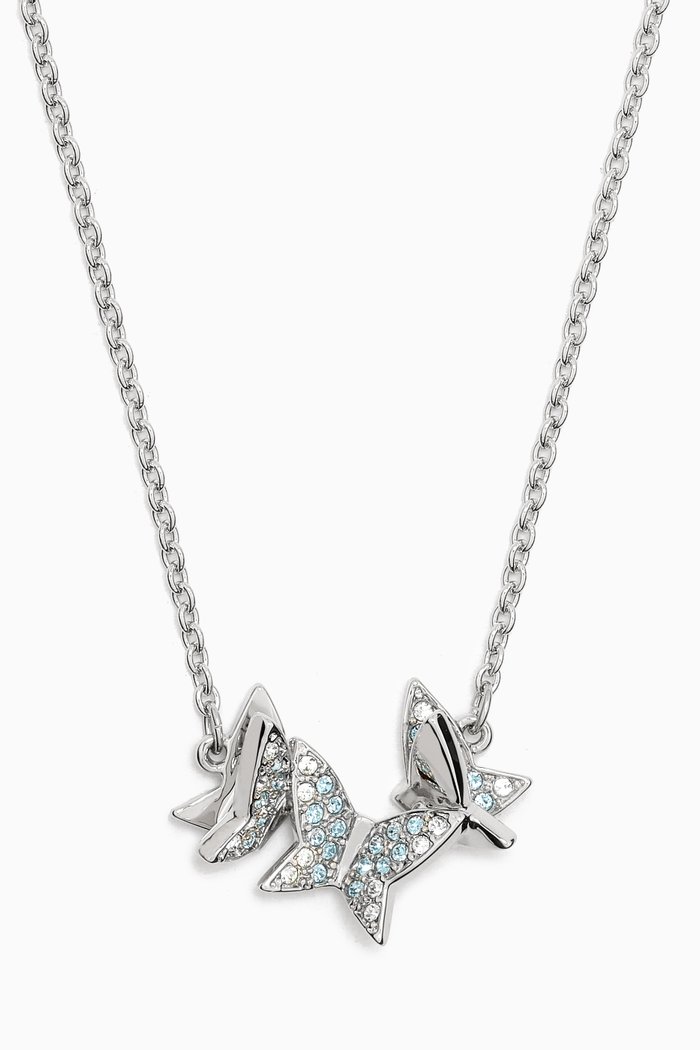 

Lilia Butterfly Necklace in Rhodium-plated Metal, Blue