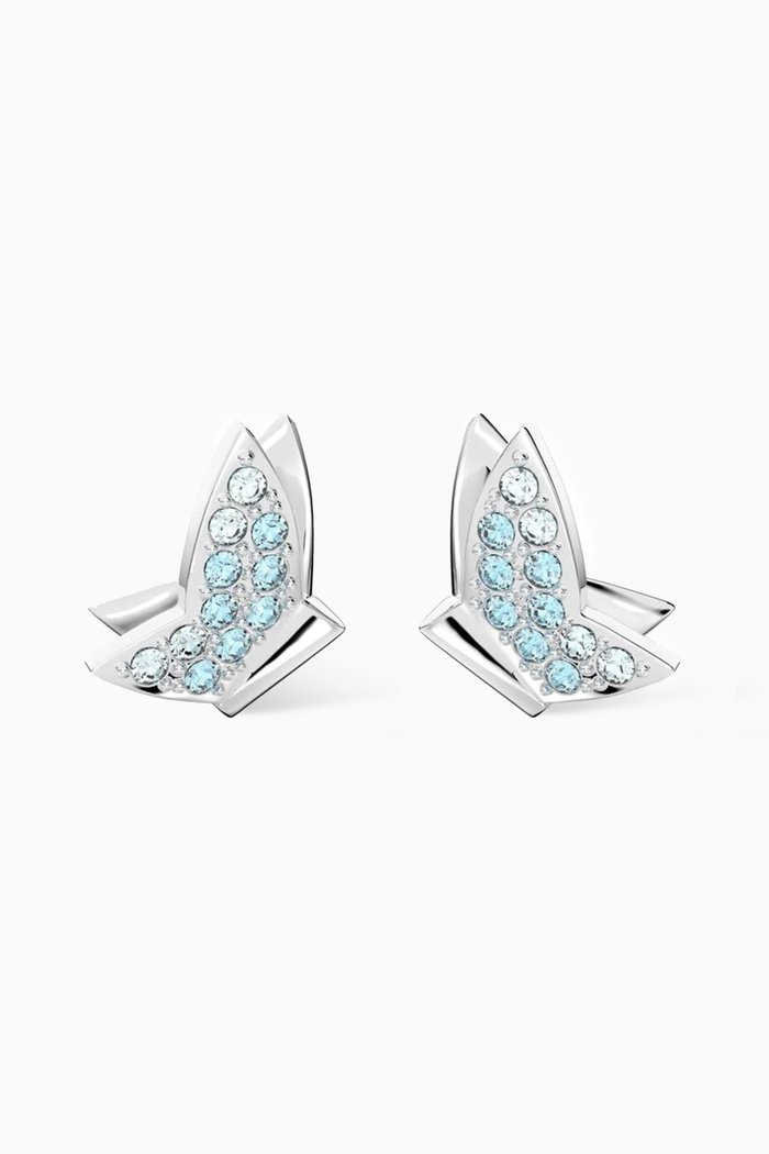 

Lilia Butterfly Stud Earrings in Rhodium-plated Metal, Blue