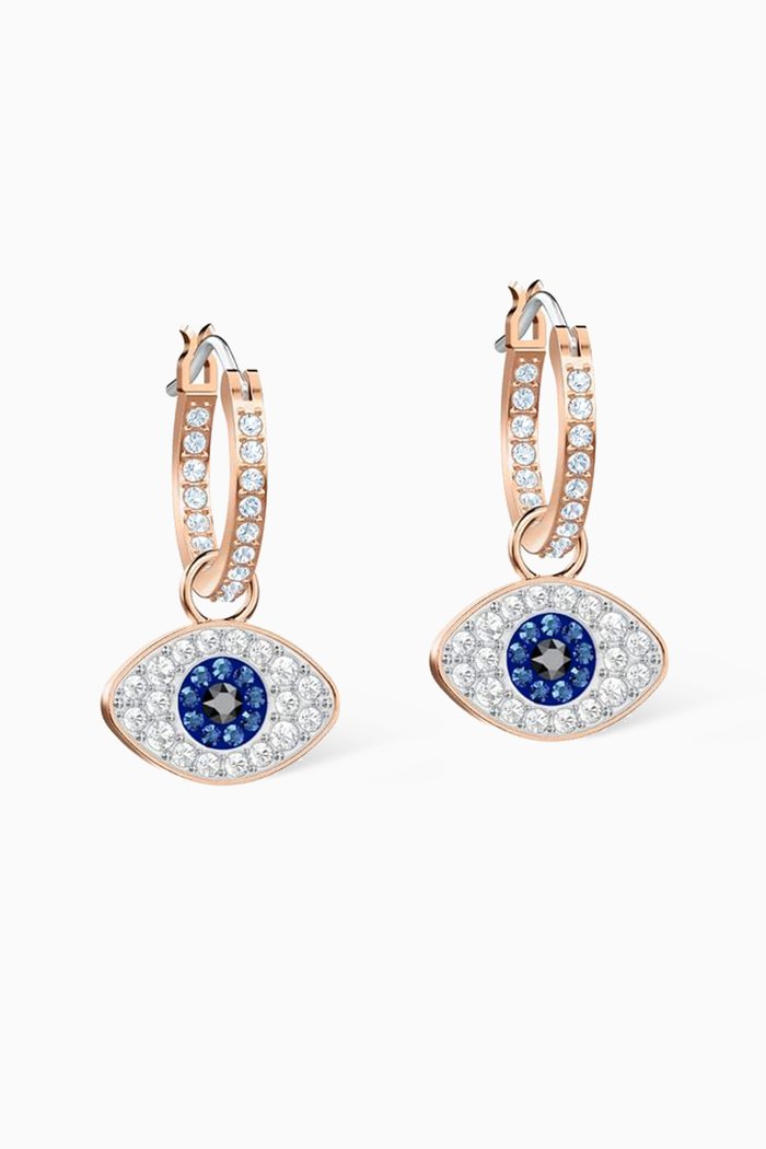 

Duo Evil Eye Hoop Earrings in Rose Gold-plated Metal