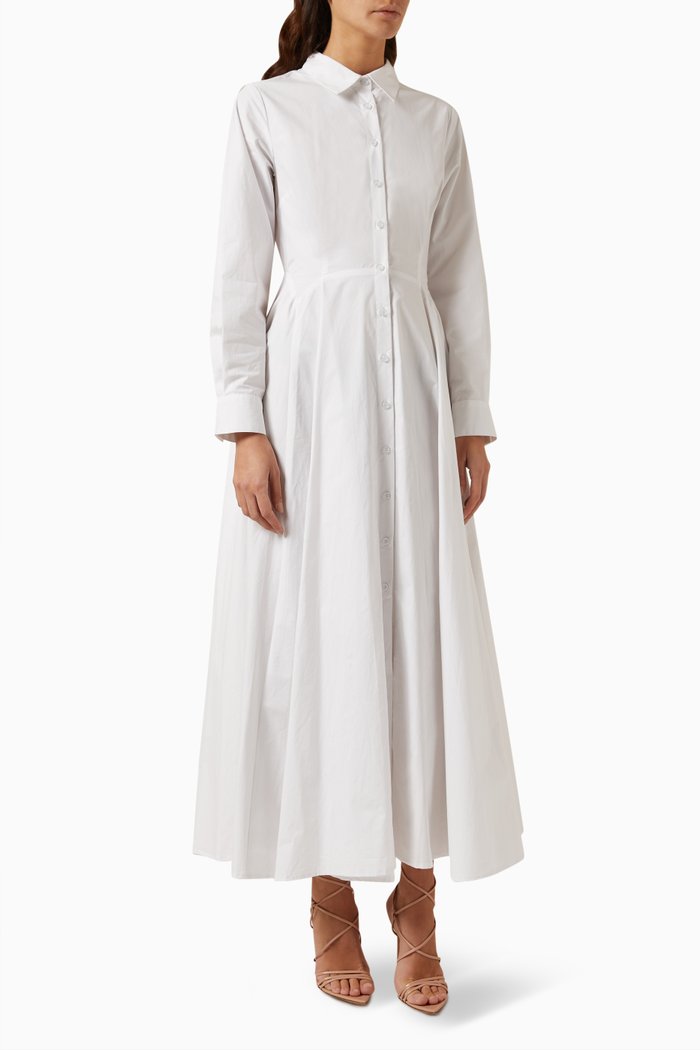 

Fixation Maxi Shirt Dress in Cotton, White