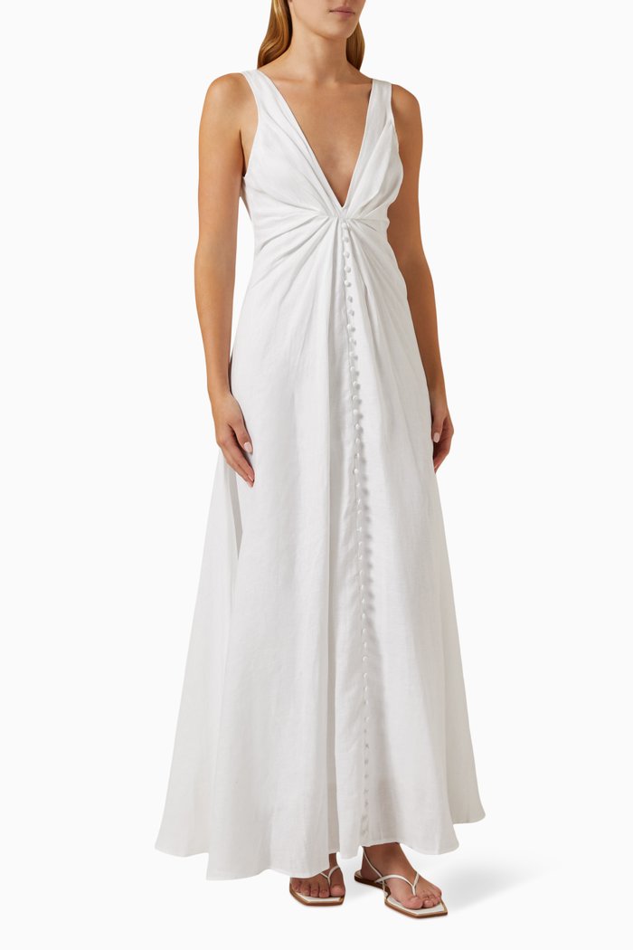 

Sabrina Maxi Dress in Linen, White