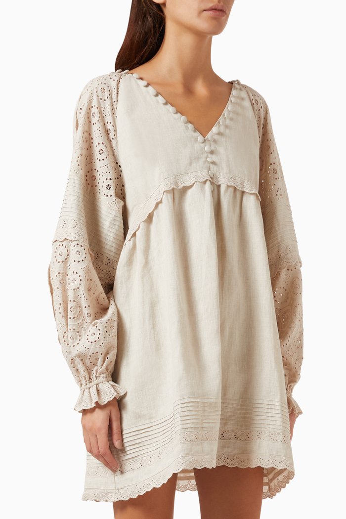 

Lillian 6.0 Mini Dress in Linen, Neutral