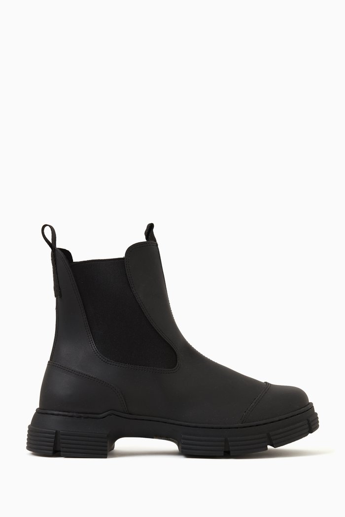 

City Ankle Boots in Recycled Rubber, Black
