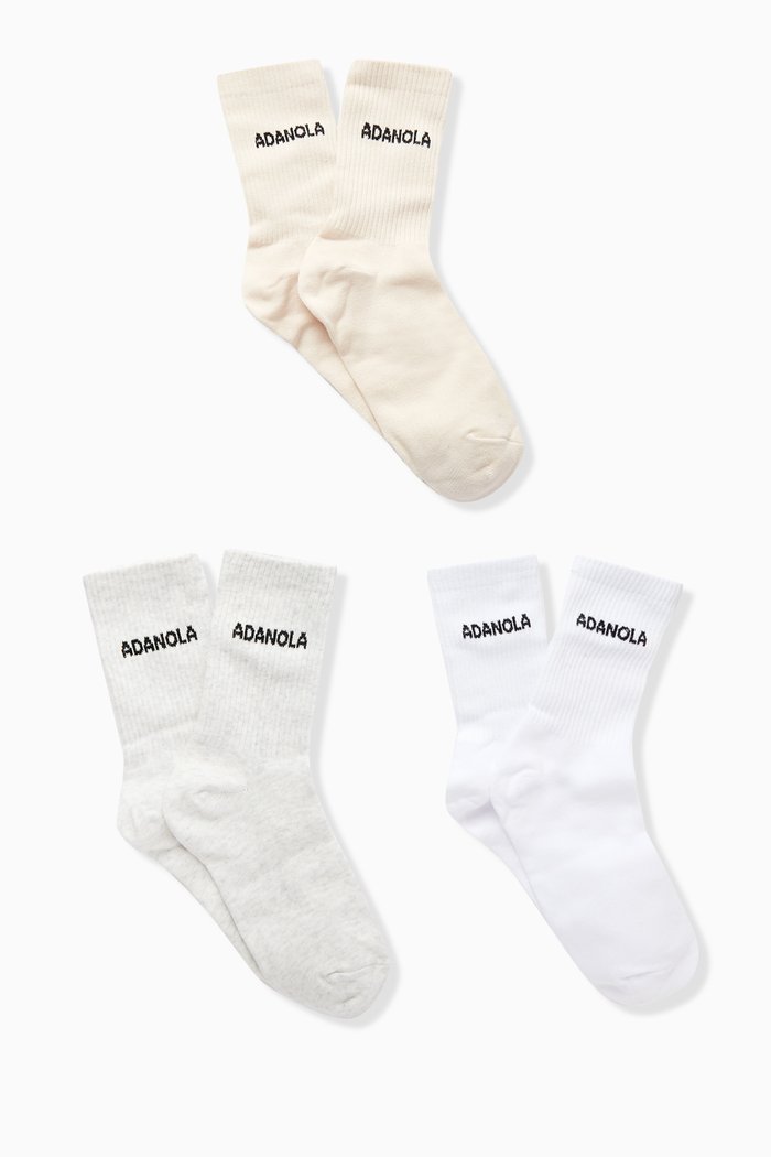 

Logo Socks, Set of 3, White