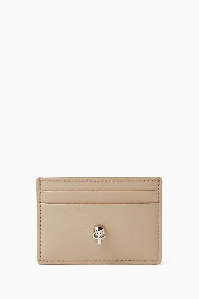 

Skull Card Holder in Calfskin Leather, Brown