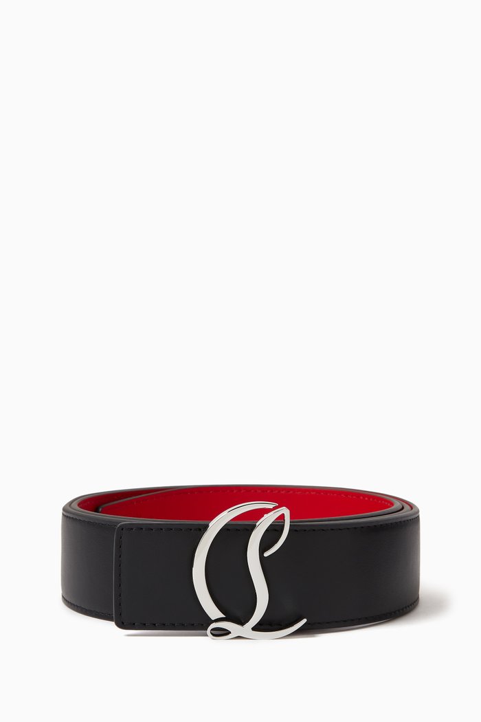 

CL Logo Belt in Calfskin Leather, Black