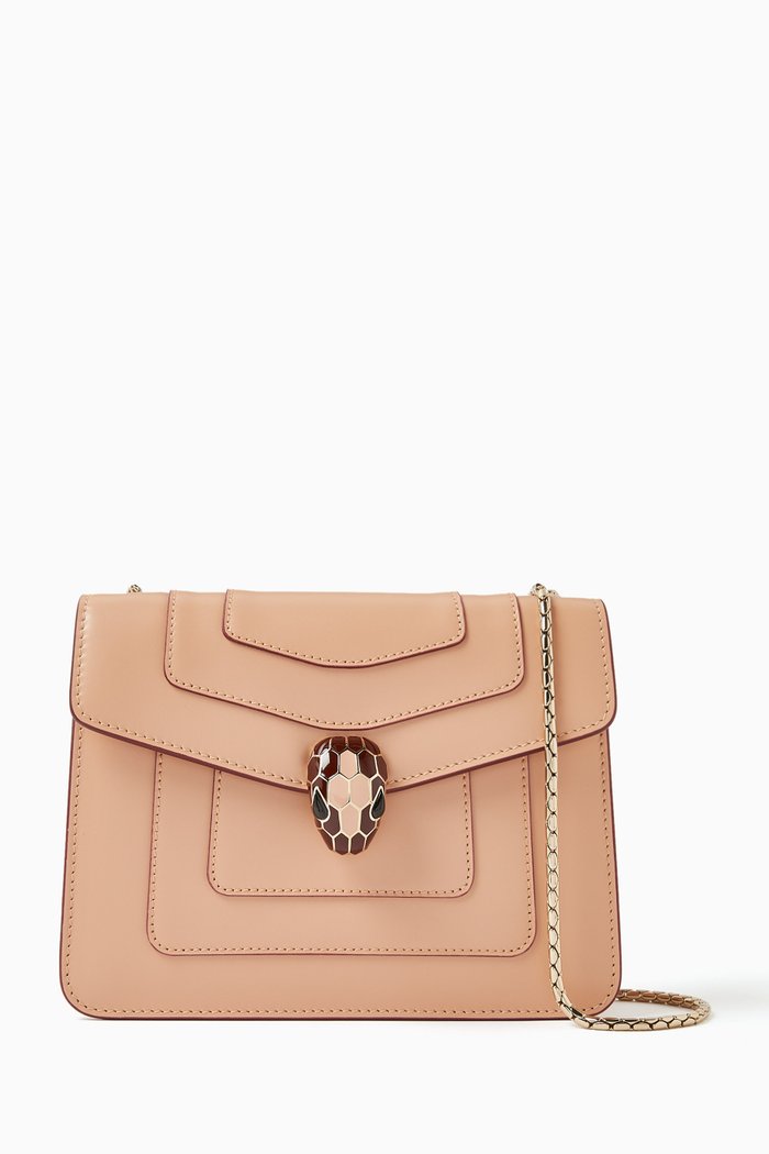 

Serpenti Forever Crossbody Bag in Calfskin Leather, Brown