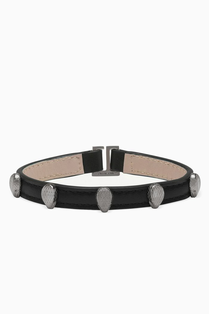 

Serpenti Forever Snakehead Bracelet in Leather, Black