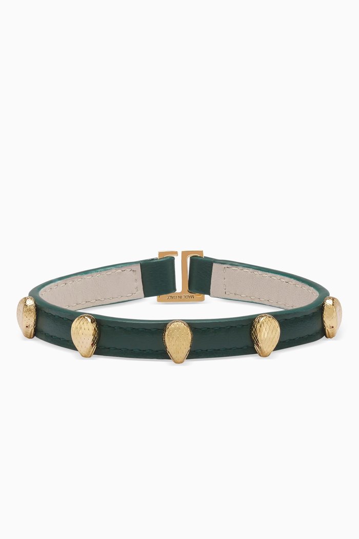 

Serpenti Forever Snakehead Bracelet in Leather, Green