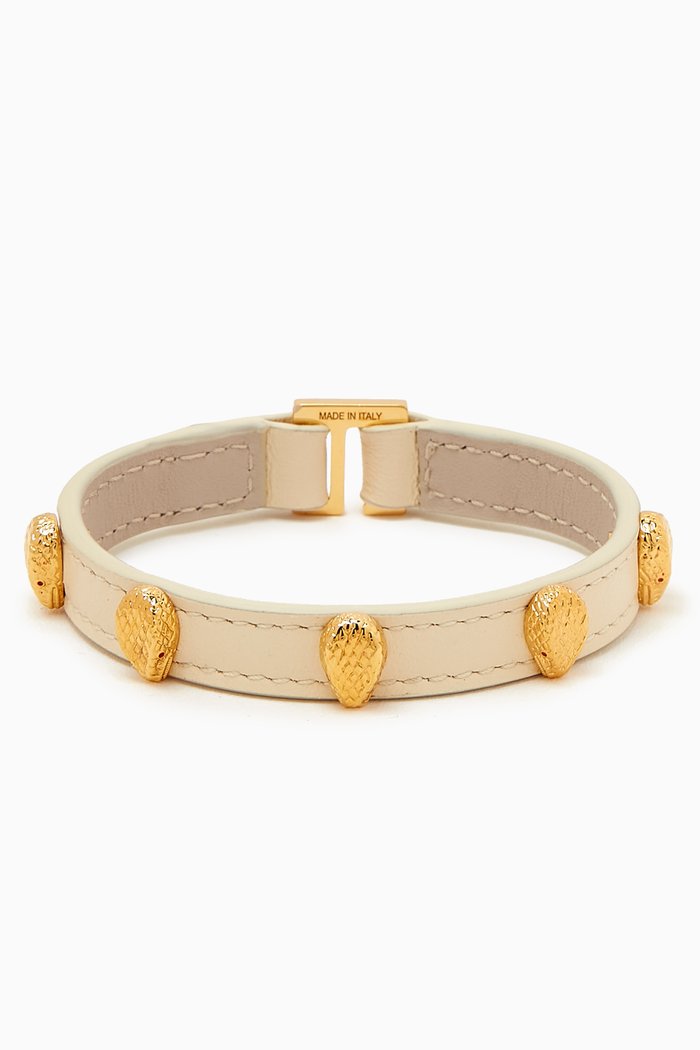 Serpenti Forever Snakehead Bracelet in Leather, White