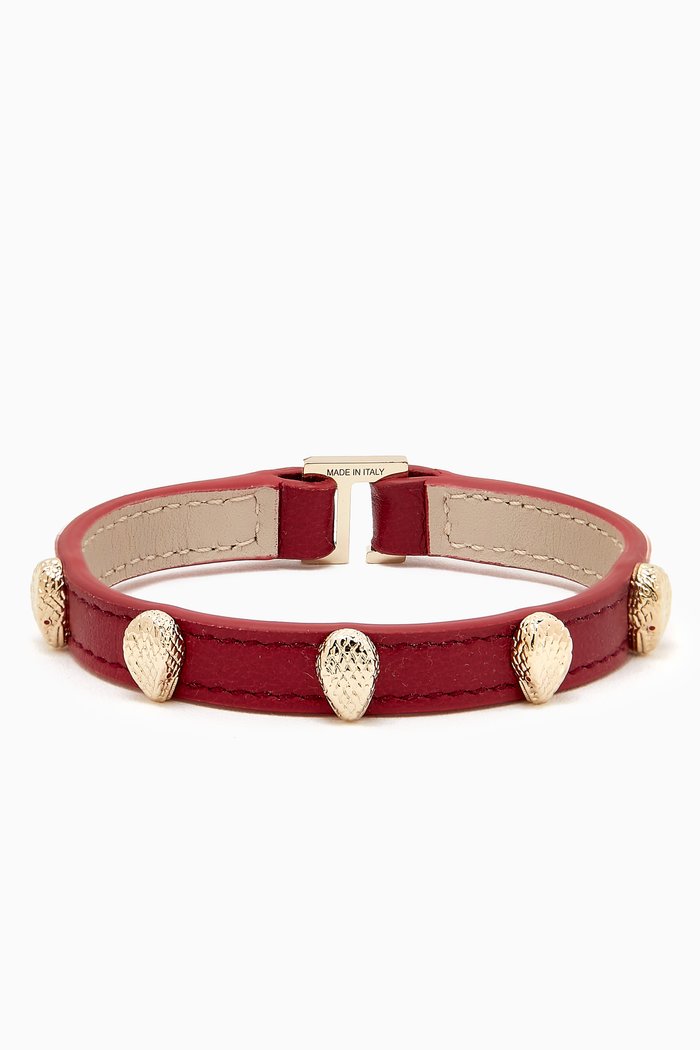 

Serpenti Forever Snakehead Bracelet in Leather, Burgundy
