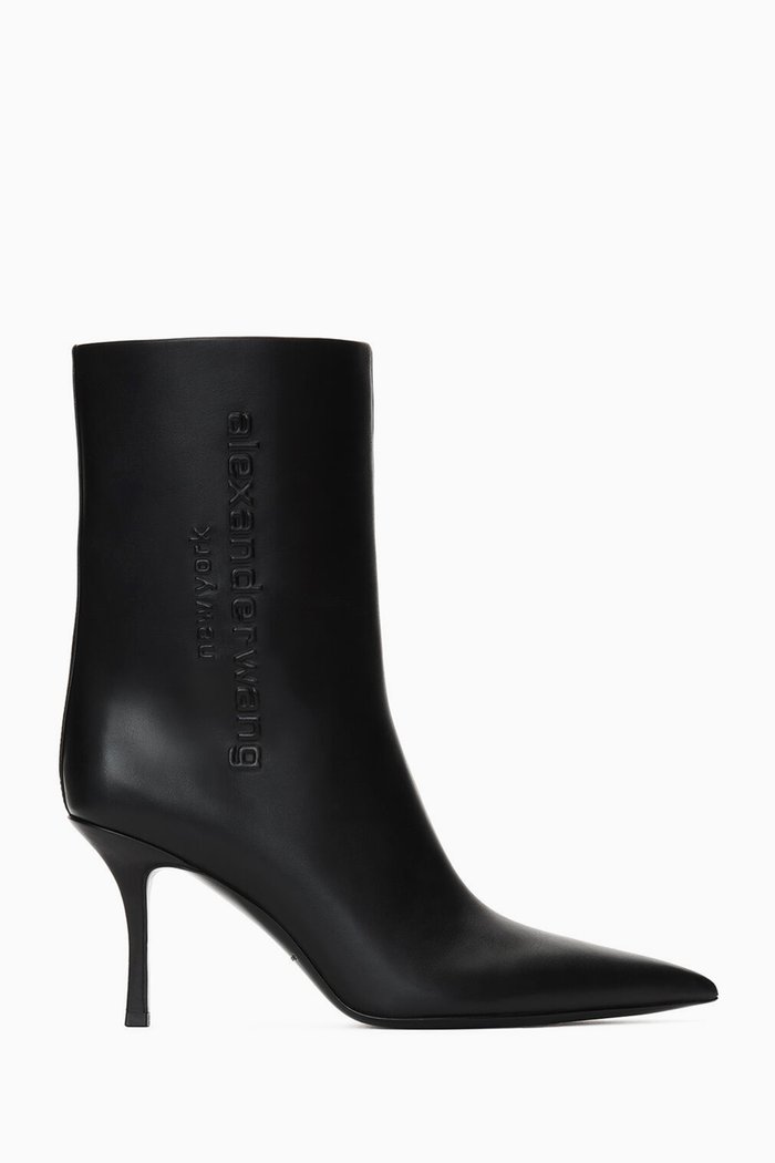 

Delphine 85 Logo Booties in Leather, Black