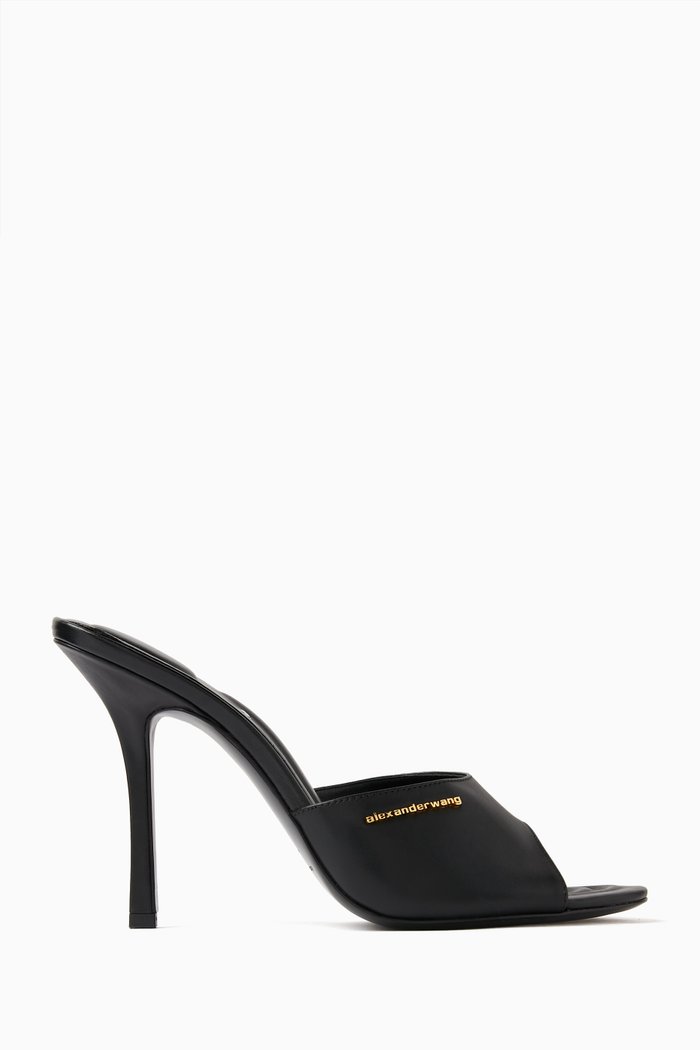 

Lucienne 105 Logo Mules in Leather, Black