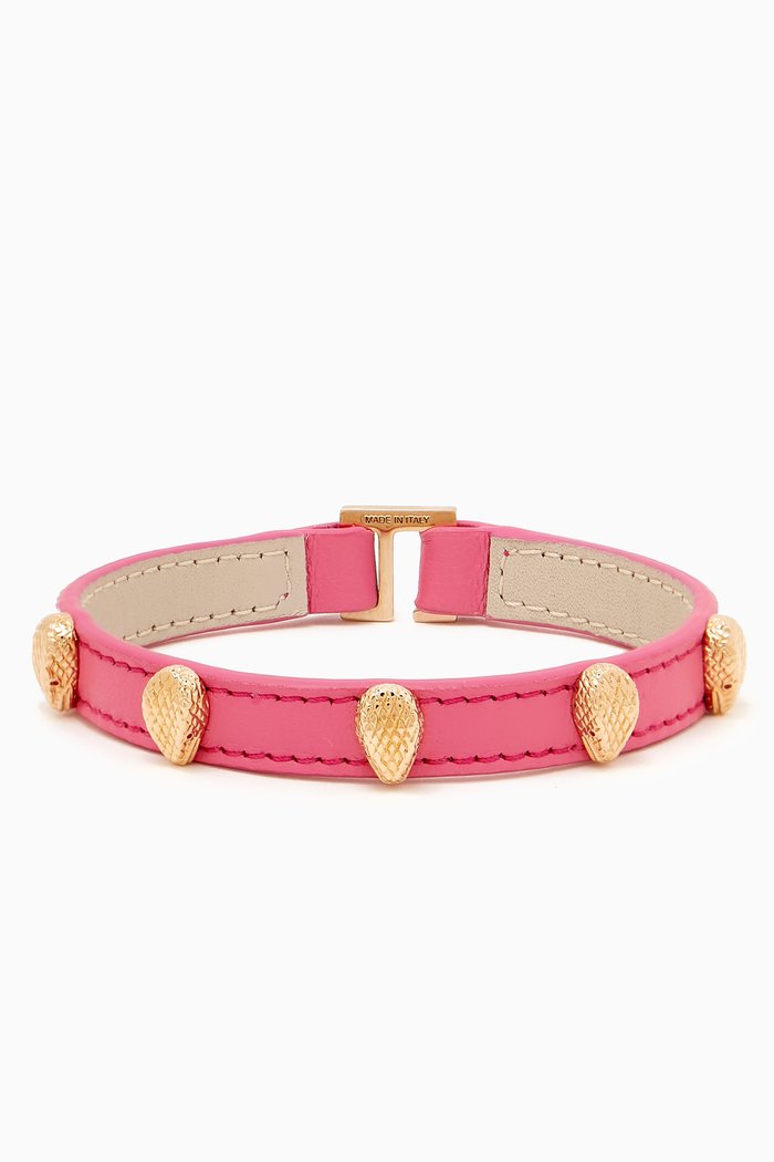 Serpenti Forever Snakehead Bracelet in Leather, Pink