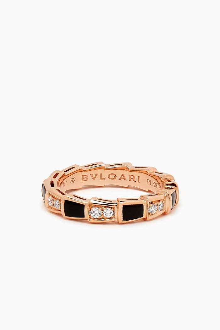 

Serpenti Viper Diamond & Onyx Ring in 18kt Rose Gold
