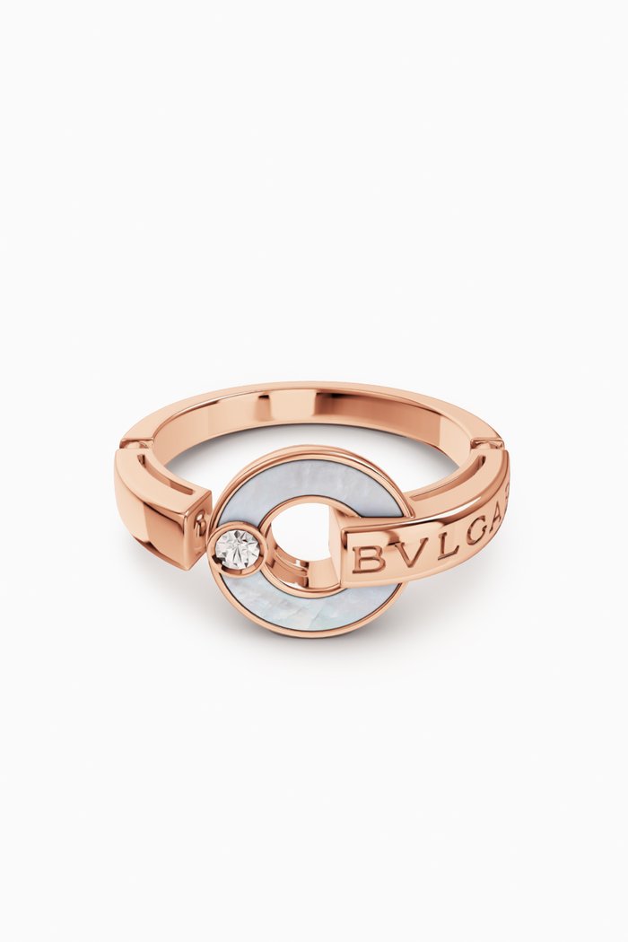 

BVLGARI BVLGARI Openwork Diamond & Mother of Pearl Ring in 18kt Rose Gold