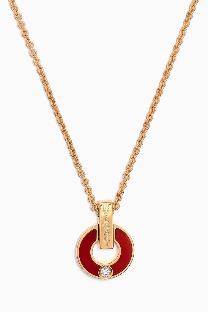 

BVLGARI BVLGARI Openwork Diamond & Carnelian Necklace in 18kt Gold, Yellow